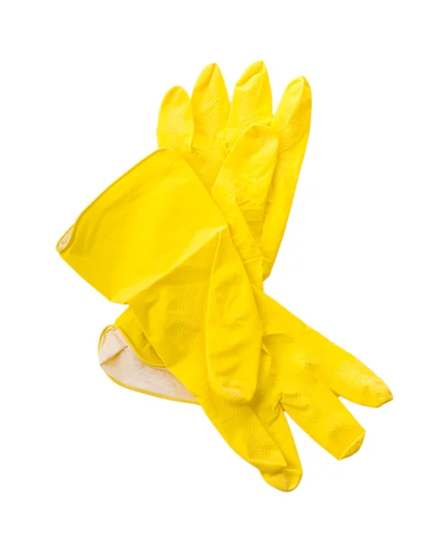 Желтые резиновые перчатки — стоковое фото