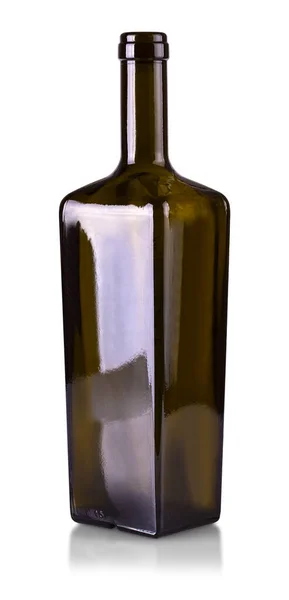 Пустой Коричневый Бутылка Коньяка Изолированы Белом Фоне — стоковое фото
