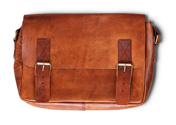 Elegant briefcase made of leather isolated on white background — Stock Photo, Image