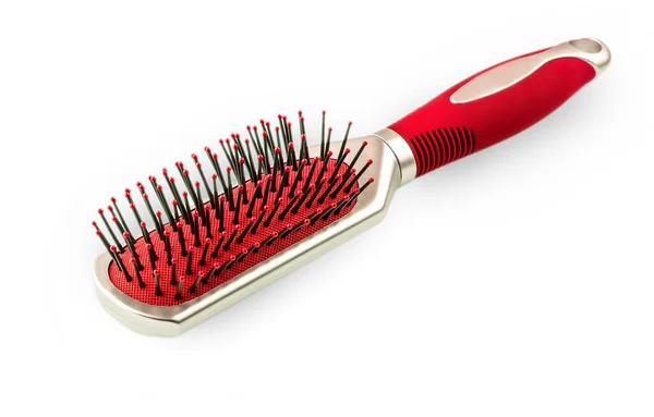 Massage red comb isolated on white background — Stockfoto