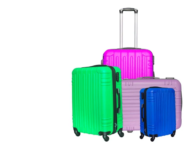 Colored Suitcases White Background Close — Stock Photo, Image