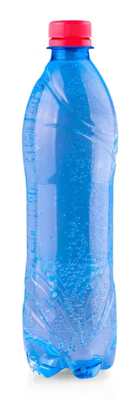 Nahaufnahme blaue Wasserflasche isoliert auf weißem Hintergrund — Stockfoto