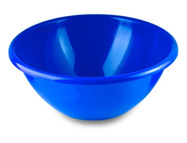 Beyaz arkaplanda izole edilmiş kırmızı plastik kase