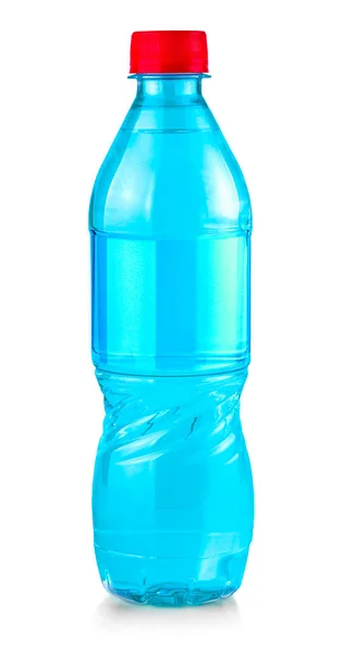 Nahaufnahme grüne Soda-Wasserflasche. Isoliert auf weißem Hintergrund — Stockfoto