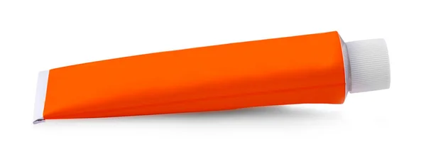 Rote Röhrenmockup-Vorlage für kosmetische Creme oder Gel, isoliert auf weißem Hintergrund — Stockfoto