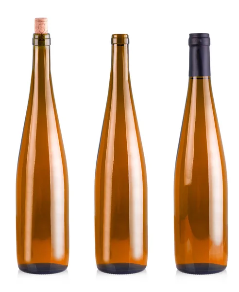 Närbild flaskor för ros vin isolerad på vit bakgrund — Stockfoto