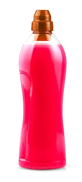 De rode plastic fles met Universele reiniger op wit. Sluiten. — Stockfoto
