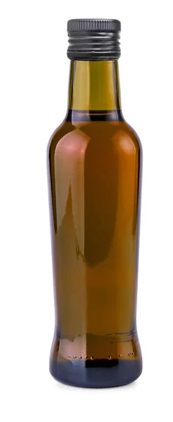 Garrafa com azeite isolado sobre fundo branco — Fotografia de Stock