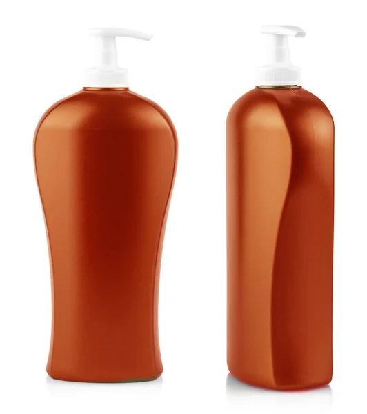 Plastic Clean Red Flasche mit Spender auf weiß — Stockfoto