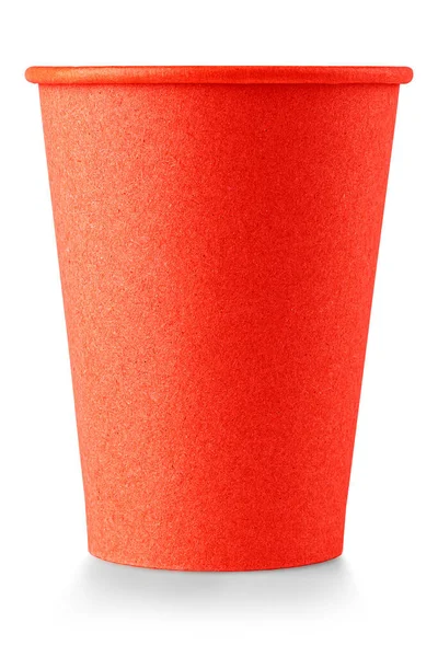 Red empty paper coffee cup on white background — Stok fotoğraf