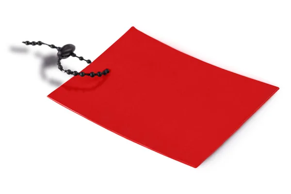 Red Blank tag legato con stringa. Tag prezzo, tag regalo, tag vendita, etichetta indirizzo — Foto Stock