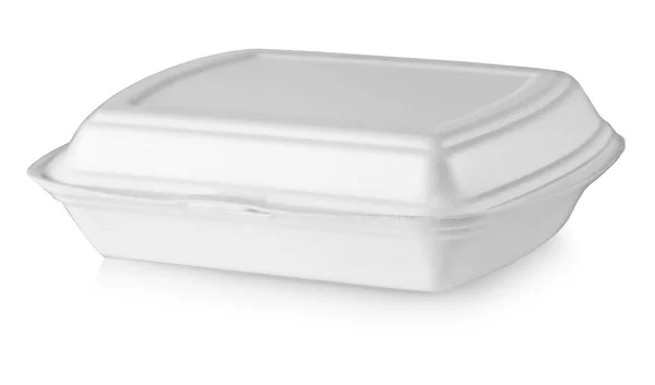 Caja Comida Desechable Blanca Plástico Sobre Fondo Blanco — Foto de Stock