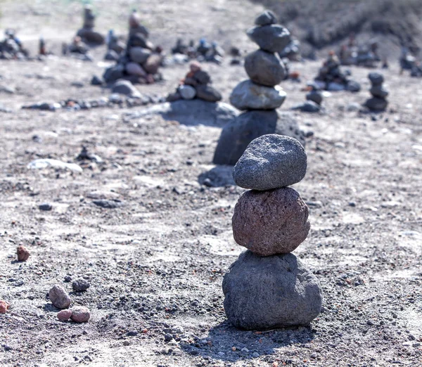 Columns from volcano stones at bottom of th — Stock Photo, Image