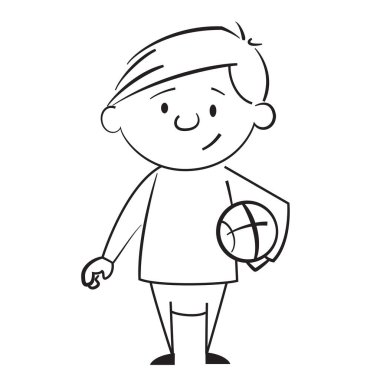 Siyah beyaz top vektörü olan çocuk resimleri çiziyor.