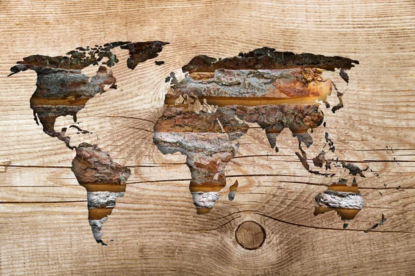 wood world map