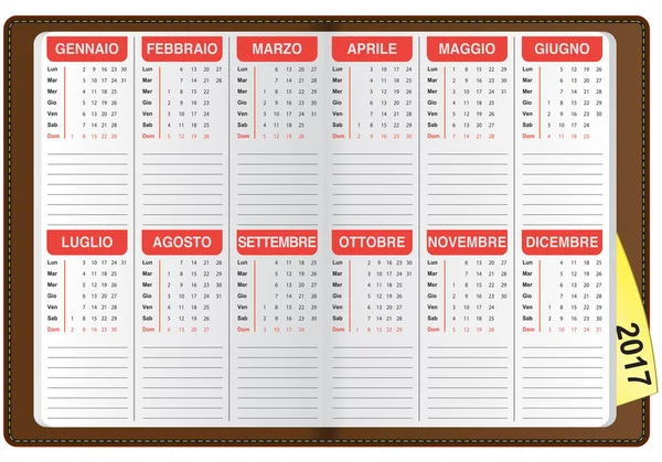Italienischer Kalender 2017 lizenzfreie Stockbilder