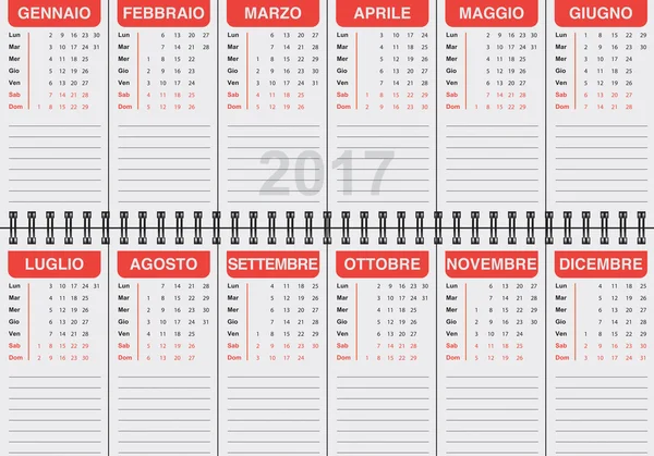 Calendario italiano 2017 Fotografia Stock