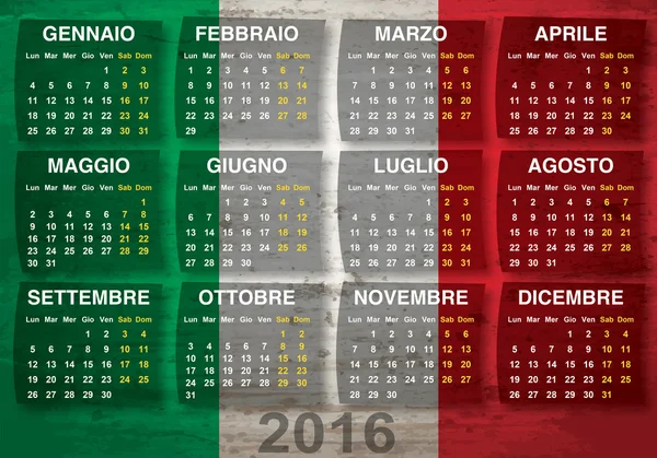 Італійський календар 2016 Стокове Фото