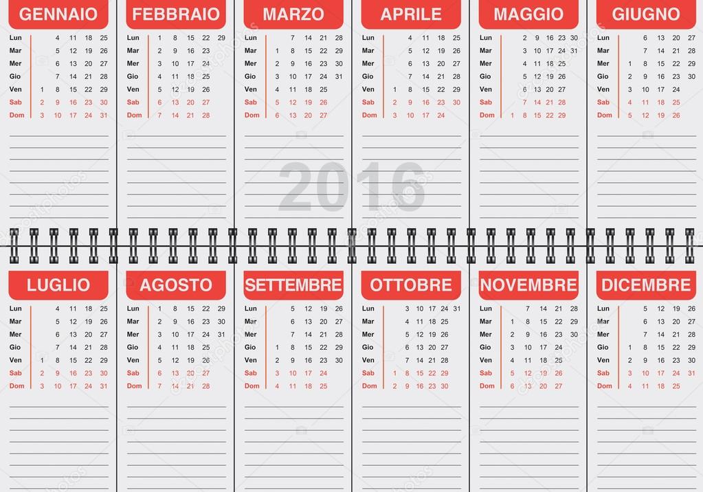 Italian Calendar 2016 Stock Photo By ©maryolyna 85434372