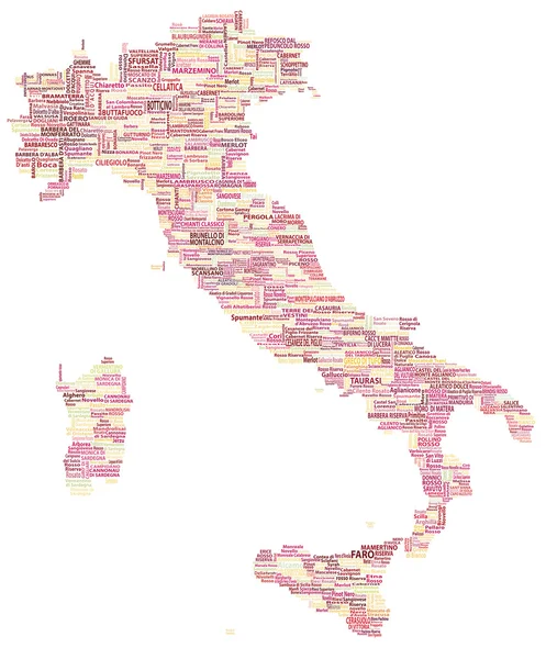 葡萄酒意大利地图 — 图库照片