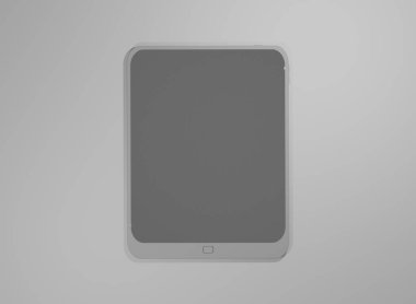 3d beyaz Tablet bilgisayarını boş siyah beyaz ekran ile izole et. Beyaz cihaz PC. Boş ekranlı ped. modelleme ürünü.