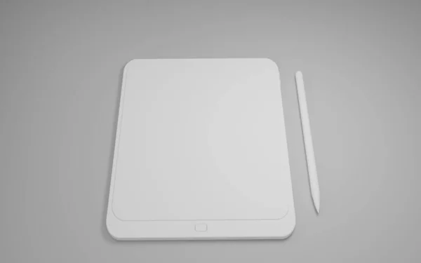 Render Fehér Tablet Számítógép Üres Fekete Fehér Képernyő Elszigetelt Fehér — Stock Fotó