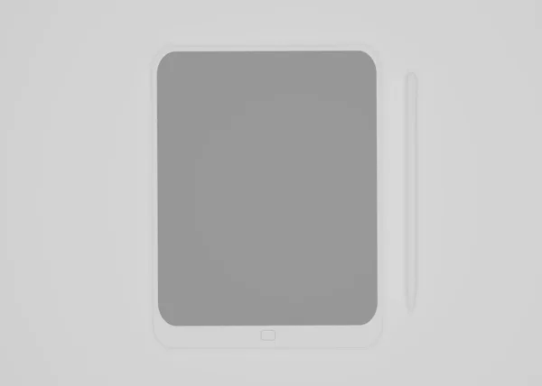 Render White Tablet Ordenador Con Pantalla Blanco Negro Aislado Dispositivo — Foto de Stock