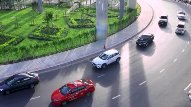 Bangkok Thailand Juni 2020 Hög Sikt Över Trafikbilen Wat Phra — Stockvideo
