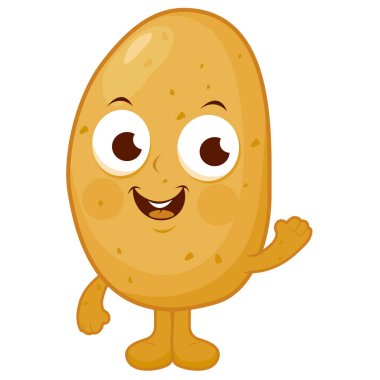 Cute potato cartoon character. Happy smiling potato mascot on white background. Vector illustration
