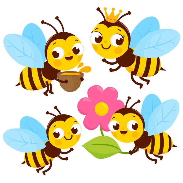 Cute bees collection. Vector illustration