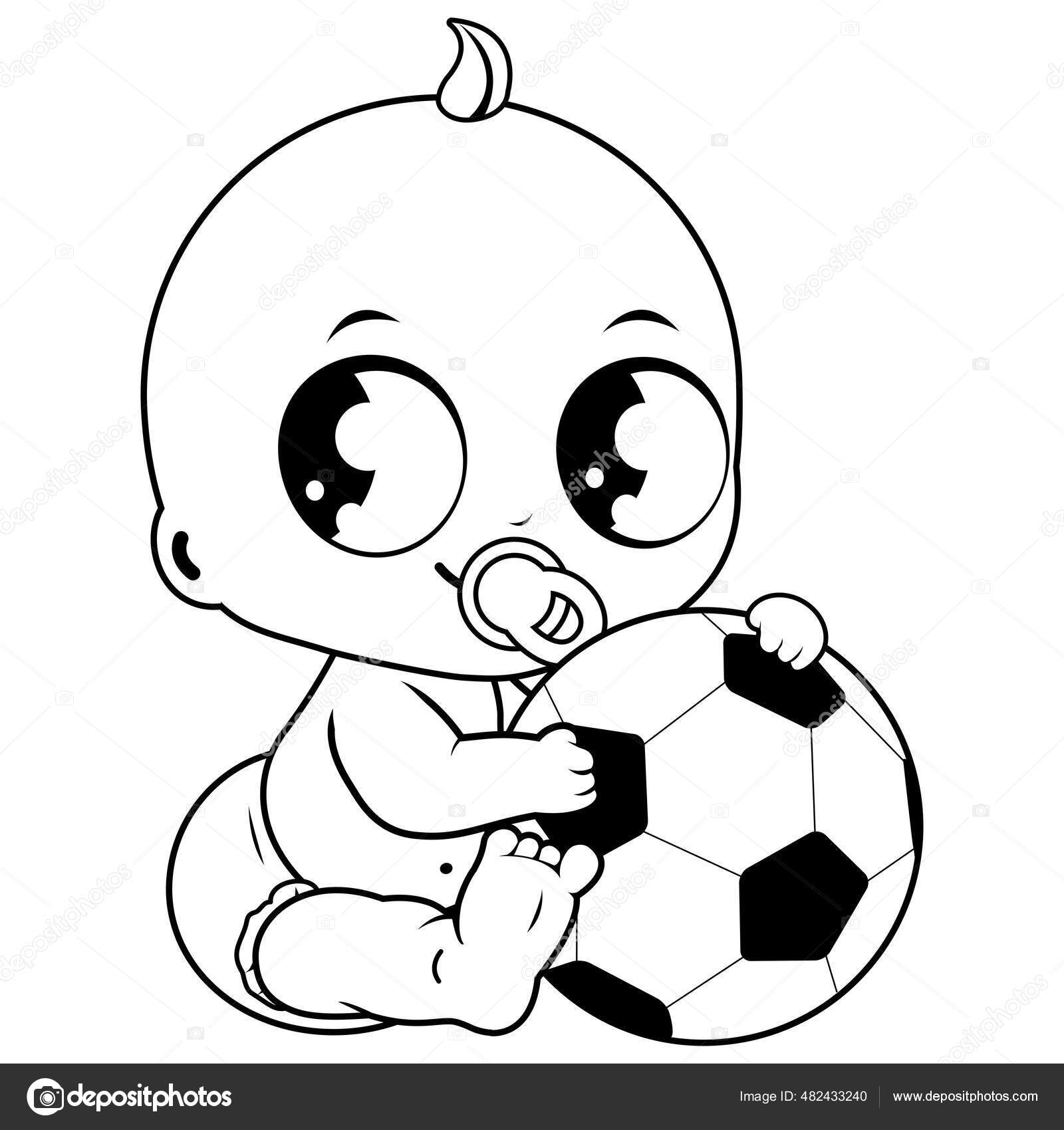 Desenho Para Colorir Com Menino Jogando Futebol Desenho Arte Linha  vetor(es) de stock de ©Sybirko 428463212