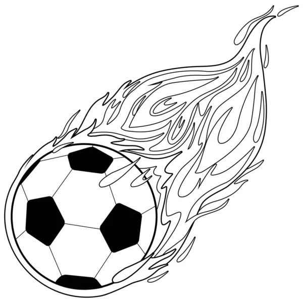 Футбольний Вогні Векторна Чорно Біла Розмальовка Сторінка — стоковий вектор