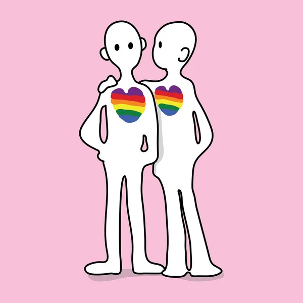 Desenho Animado Bonito Doodle Vetor Par Amante Para Conceito Lgbtq — Fotografia de Stock