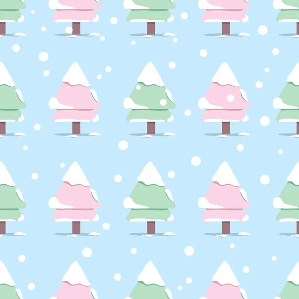 Schattig Van Sparren Bomen Kerstboom Met Sneeuw Pastel Kleur Vector — Stockfoto