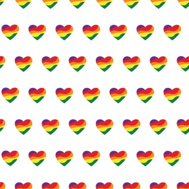 Beyaz arkaplanda LBGTQ renginde kusursuz kalp şekli.
