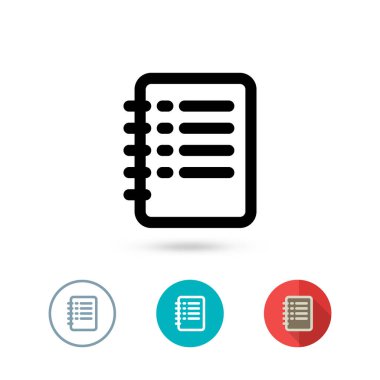 Defter simgesi koleksiyonu. Ders kitabı imzası ve web siteniz için sembol. Vektör illüstrasyonu EPS10.