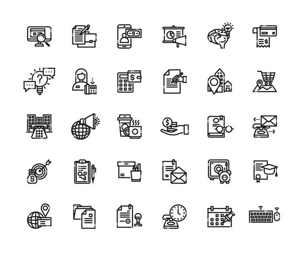 Conjunto Ícones Negócios Finanças Ícones Para Negócios Gestão Finanças Dinheiro —  Vetores de Stock
