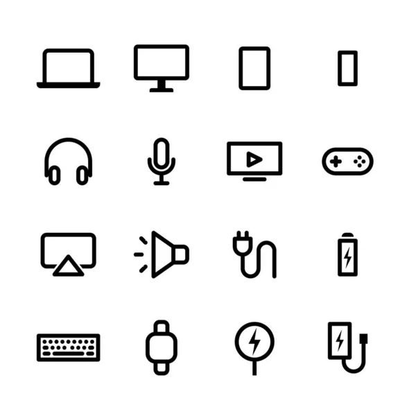 Conjunto Iconos Gadget Dispositivo Digital Moderno Conjunto Iconos Línea Ilustración — Archivo Imágenes Vectoriales