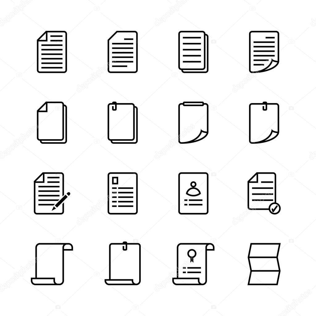 Paper sheet icon set. Line icon style. Vector illustration.