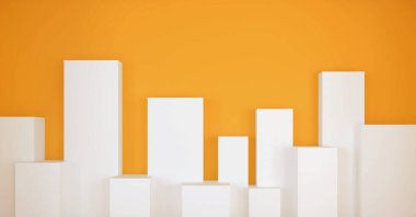 Soyut 3D şehir arkaplanı. Arka plan için beyaz şematik kütle modeli. 3d resimleme.