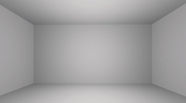 Oda arkaplanı. Yumuşak ışıklandırmalı boş odanın ön görüntüsü. 3d dahili çizim çizimi.