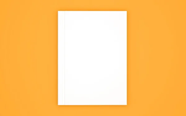 空白书封面模板孤立在黄色背景与阴影 3D渲染 — 图库照片