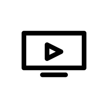 Web sitesi tasarımı ya da şablon tasarımı için video oynatıcı ya da TV oynatıcı işareti. Vektör illüstrasyon simgesi.