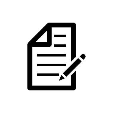 Not defteri sembolü. Düz kağıt ve kalem simgesi. Vektör İllüstrasyon simgesi.