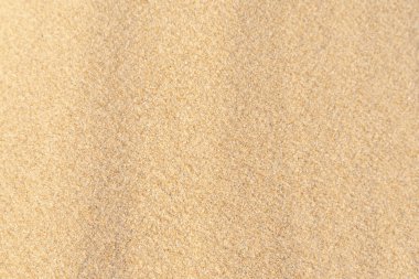 Sahildeki kum dokusu. Açık bej rengi deniz kumu deseni, kumlu plaj arkaplanı..