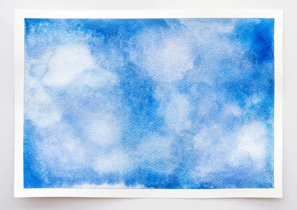 Abstrato Azul Aquarela Textura Fundo Papel Arte Com Bordas Rasgadas — Fotografia de Stock