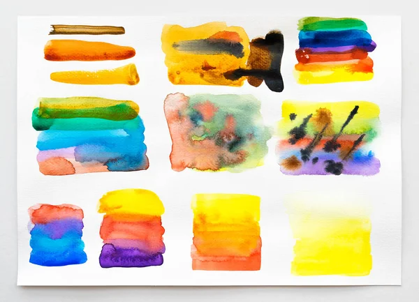 Abstraktes Aquarell Mit Handgemaltem Hintergrund Set Mehrfarbiger Aquarellpinsel Nahaufnahme — Stockfoto