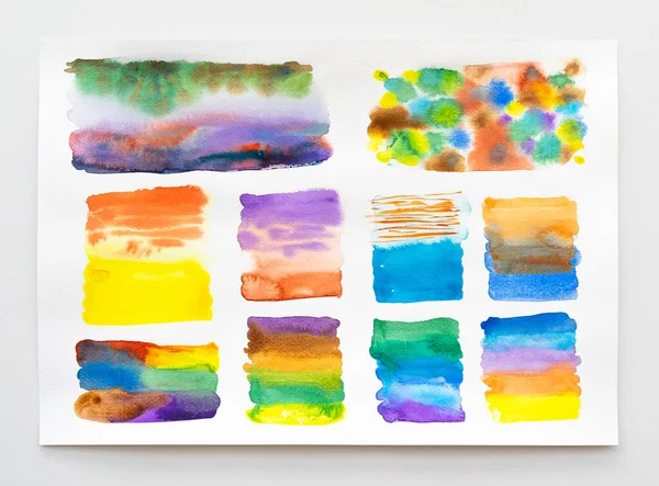 Abstrato Aquarela Pintado Mão Fundo Conjunto Coleção Pincel Aquarela Multicolorido — Fotografia de Stock