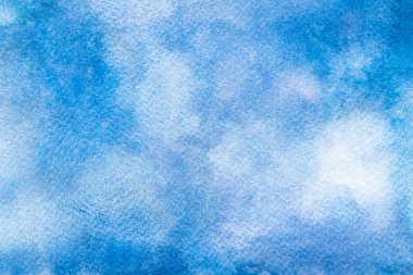 Mavi suluboya arka plan. Resim fırçası dokusunun el yapımı arka planı. Yakın plan..
