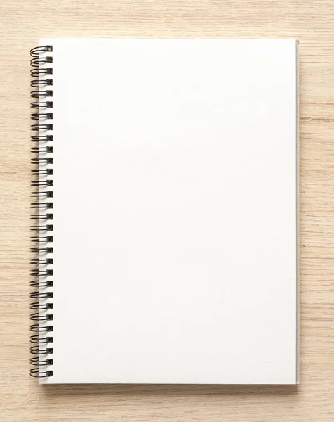 Prázdná Spirálovitě Vázaná Šablona Zápisníku Papírovým Krytem Kraft Izolovaným Dřevěném — Stock fotografie